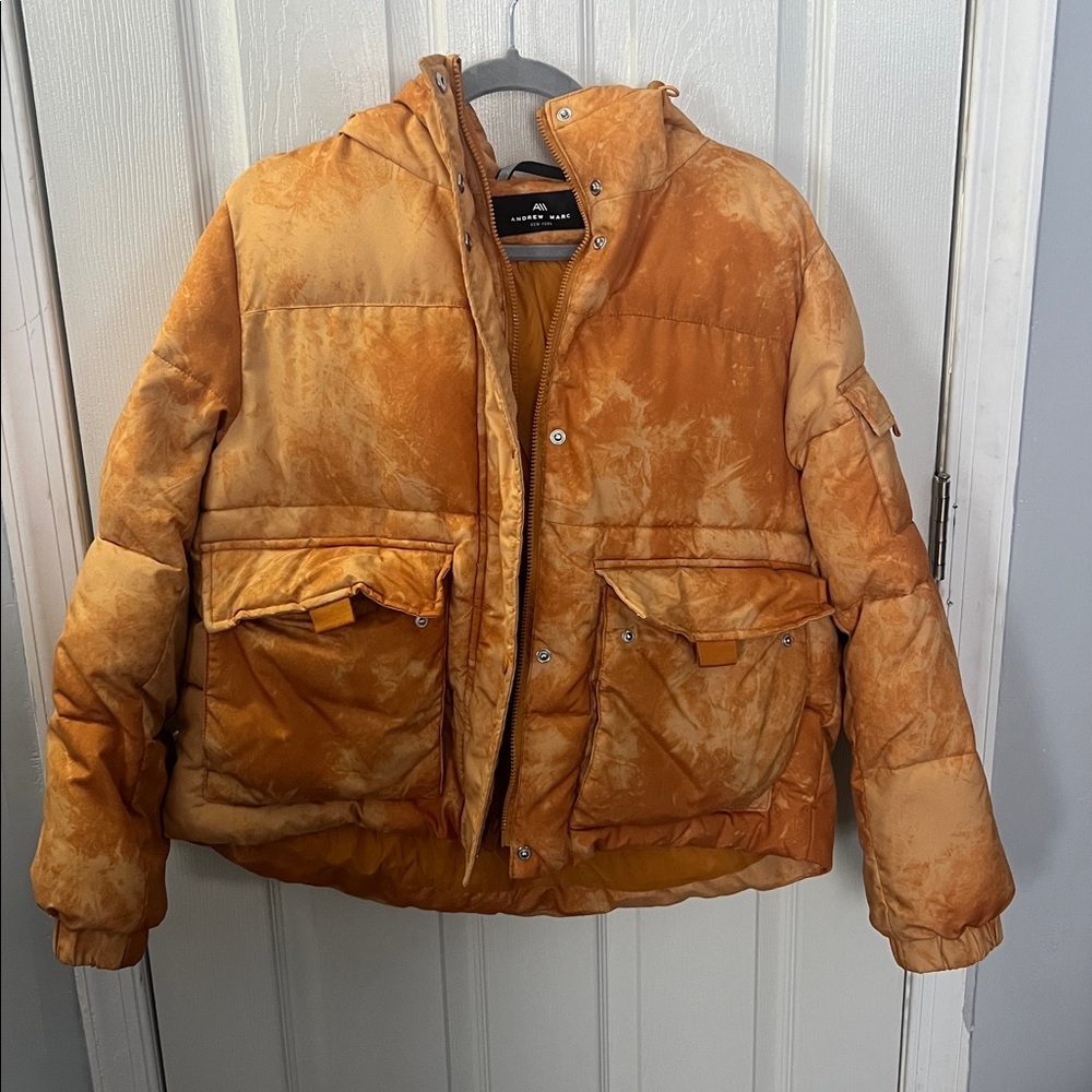 Andrew Marc Orange Puffer Jacket - Picture 3 of 3